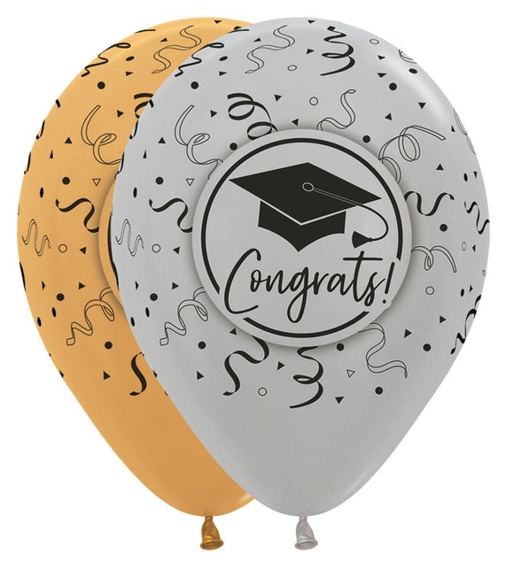 Ballonnen Congrats Graduation Mix 30cm 25st van Sempertex koop je bij Partywinkel