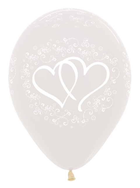 Ballonnen Entwinted Hearts Crystal Clear 30cm 25st van Sempertex koop je bij Partywinkel