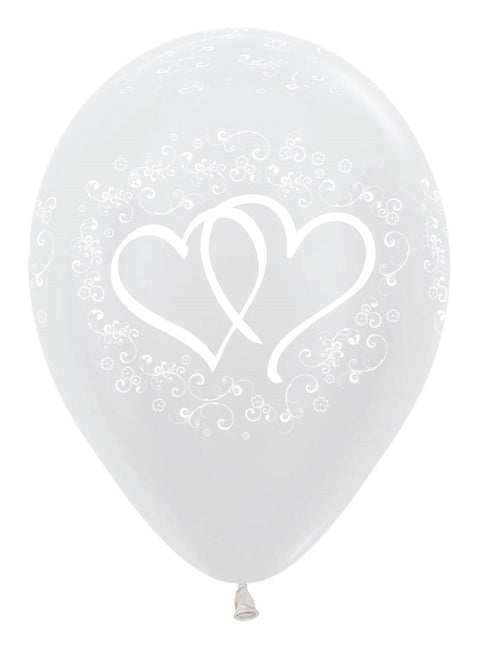 Ballonnen Entwinted Hearts Pearl White 30cm 25st van Sempertex koop je bij Partywinkel