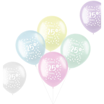 Ballonnen Happy 25Th Bday 33cm 6st van Folat koop je bij Partywinkel