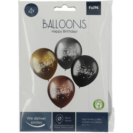 Ballonnen Happy Birthday 33cm 4st van Folat koop je bij Partywinkel
