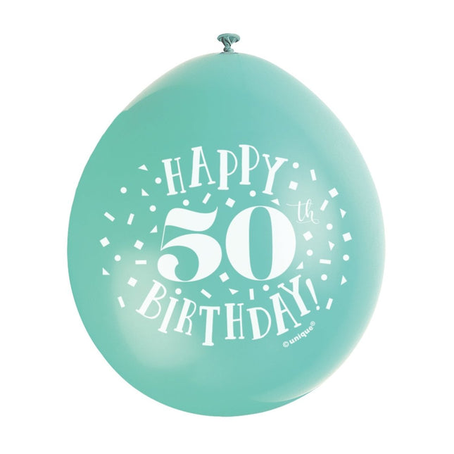 Ballonnen Happy Birthday 50 Jaar 28cm 10st van Unique koop je bij Partywinkel