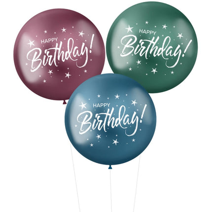 Ballonnen Happy Birthday Paars Groen Blauw 48cm 3st van Folat koop je bij Partywinkel