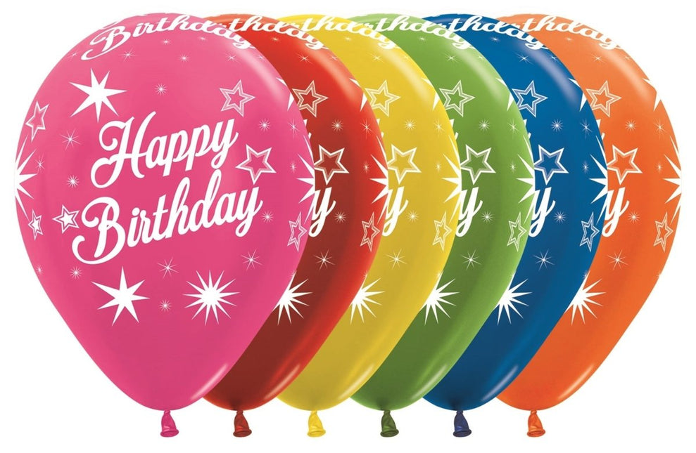 Ballonnen Happy Birthday Sparkle Metallic Mix 30cm 25st van Sempertex koop je bij Partywinkel