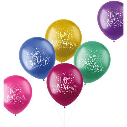 Ballonnen Happy Birthday To You Gekleurd 33cm 6st van Folat koop je bij Partywinkel