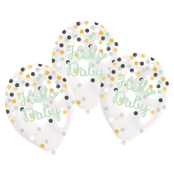 Ballonnen Hello Baby Confetti 27,5cm 6st van Riethmueller koop je bij Partywinkel