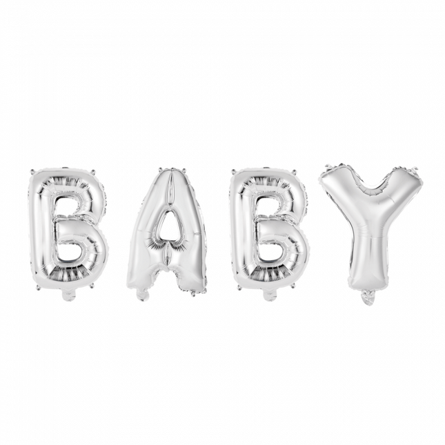 Ballonnen Letter Set Baby Zilver 41cm van WeFiesta koop je bij Partywinkel