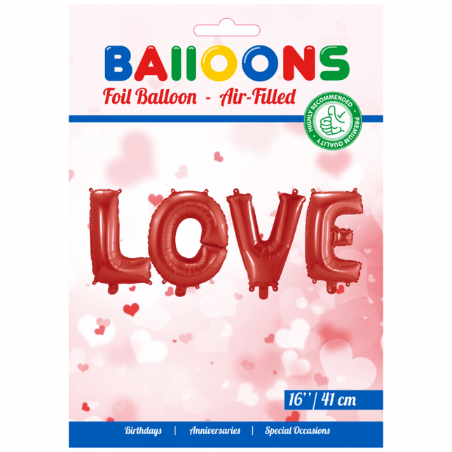 Ballonnen Letter Set Love Rood 41cm van WeFiesta koop je bij Partywinkel