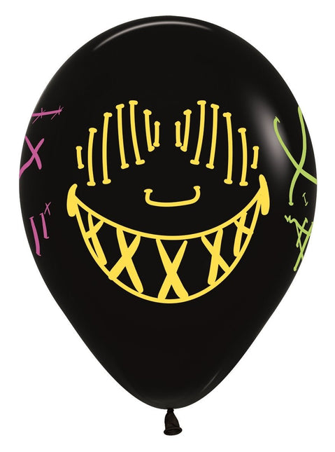 Ballonnen Masks Neon Ink Black 30cm 25st van Sempertex koop je bij Partywinkel