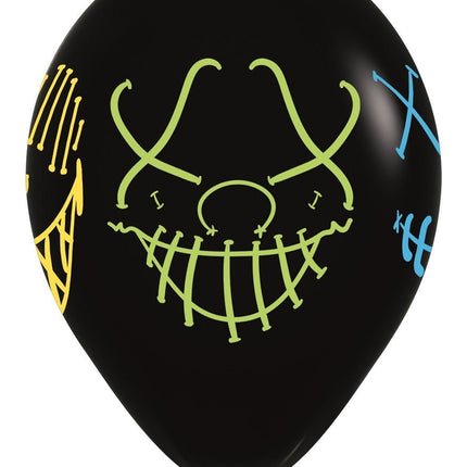 Ballonnen Masks Neon Ink Black 30cm 25st van Sempertex koop je bij Partywinkel