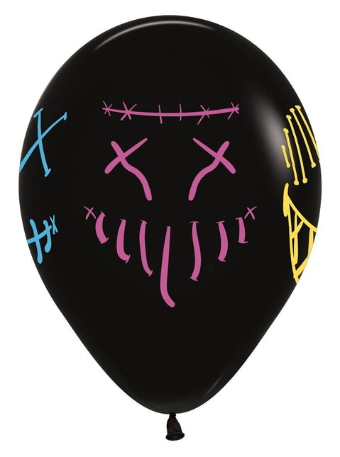 Ballonnen Masks Neon Ink Black 30cm 25st van Sempertex koop je bij Partywinkel