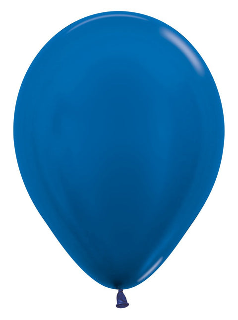 Ballonnen Metallic Blue 30cm 50st van Sempertex koop je bij Partywinkel