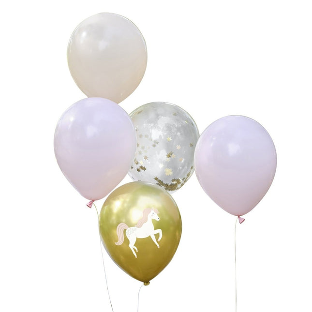 Ballonnen Prinsessen Unicorn 30cm 5st van Ginger Ray koop je bij Partywinkel
