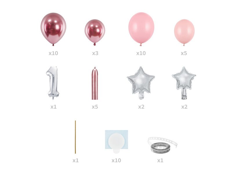 Ballonnen Set 1 Jaar Roze 1,4m van Partydeco koop je bij Partywinkel