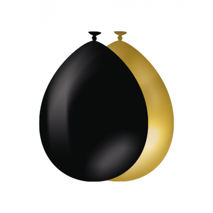 Ballons noirs dorés 30cm 25pcs