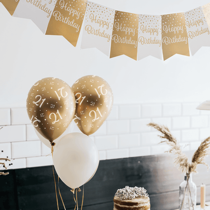 Banner 21 Jaar Goud Wit 6m van Paper Dreams koop je bij Partywinkel