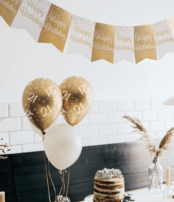 Banner 25 Jaar Goud Wit 6m van Paper Dreams koop je bij Partywinkel