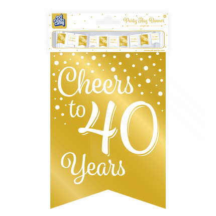 Banner 40 Jaar Goud Wit 6m van Paper Dreams koop je bij Partywinkel