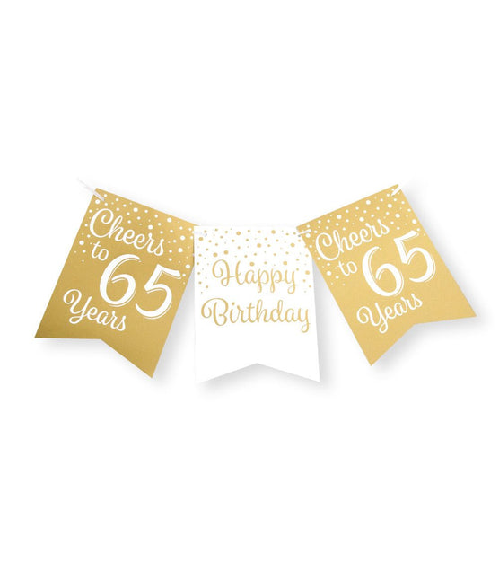 Banner 65 Jaar Goud Wit 6m van Paper Dreams koop je bij Partywinkel