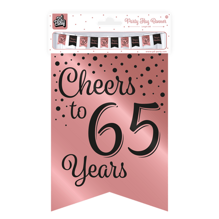 Banner 65 Jaar Roze Zwart 6m van Paper Dreams koop je bij Partywinkel