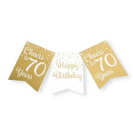 Banner 70 Jaar Goud Wit 6m van Paper Dreams koop je bij Partywinkel