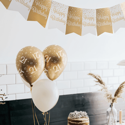 Banner Congrats Goud Wit 6m van Paper Dreams koop je bij Partywinkel