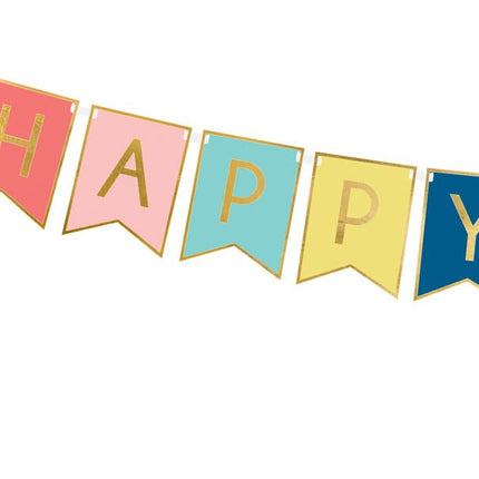 Banner Happy Birthday Gekleurd 1,75m van Partydeco koop je bij Partywinkel