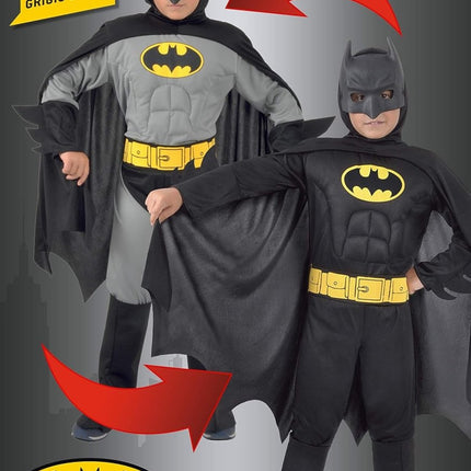 Batman Costume Reversible Grigio/Nero C/Muscoli Kind van Ciao International koop je bij Partywinkel