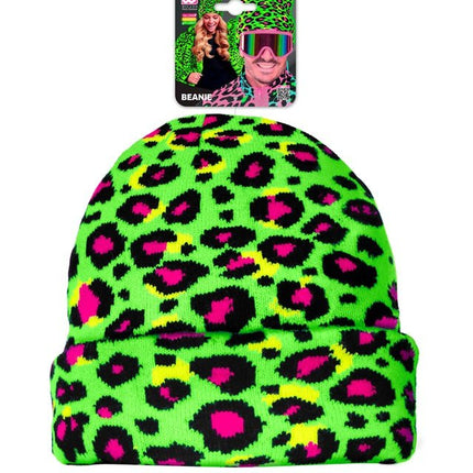 Beanie Luipaard Neon Groen van Widmann koop je bij Partywinkel