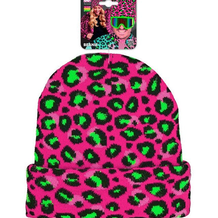 Beanie Luipaard Neon Roze van Widmann koop je bij Partywinkel
