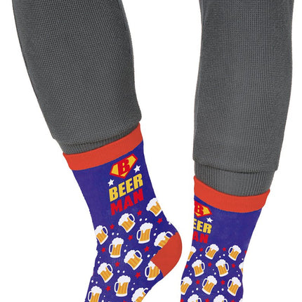 Beerman Sokken Volwassenen Blauw Rood van Fiestas Guirca koop je bij Partywinkel