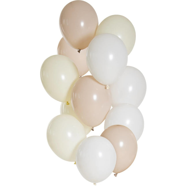 Beige Ballonnen 33cm 12st van Folat koop je bij Partywinkel