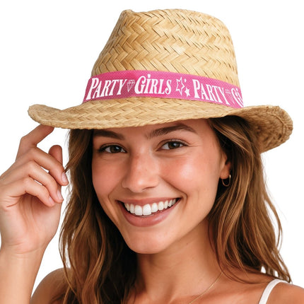 Beige Stro Hoed Party Girls van Fiestas Guirca koop je bij Partywinkel
