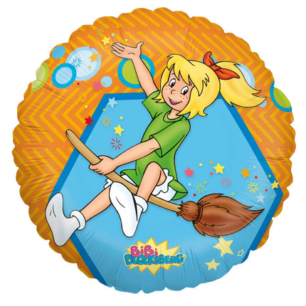 Ballon à l'hélium Bibi Blocksberg, rond, vide, 45 cm
