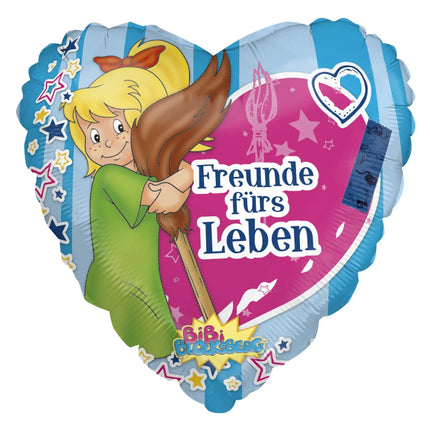 Ballon à l'hélium Bibi Blocksberg en forme de cœur, non gonflé, 45 cm