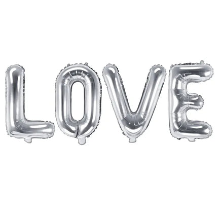 Jeu de ballons de lettres Love Silver Empty 1.4m