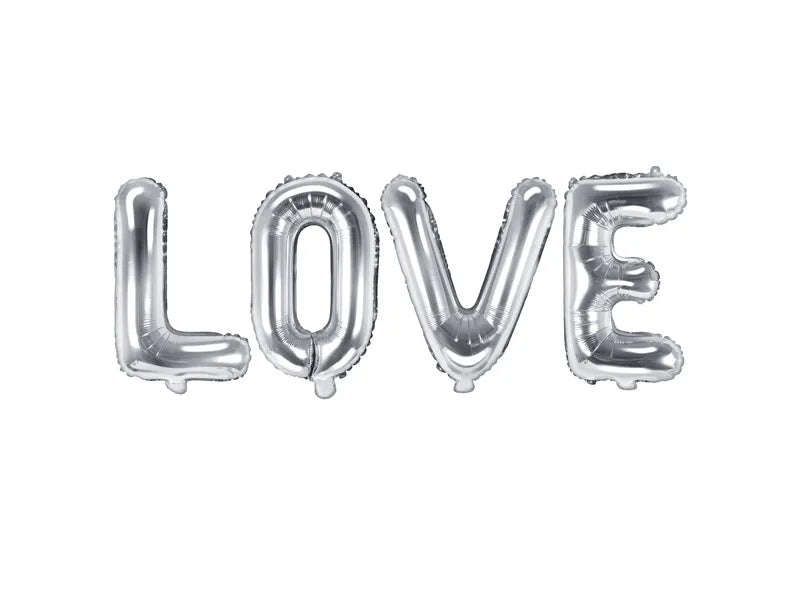 Jeu de ballons de lettres Love Silver Empty 1.4m