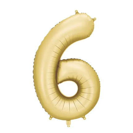 6 Year Figure Balloon Gold Satin Foil Empty 86cm