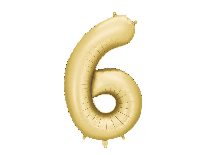 6 Year Figure Balloon Gold Satin Foil Empty 86cm