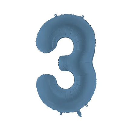 3 Year Figure Balloon Blue Matt Empty 86cm