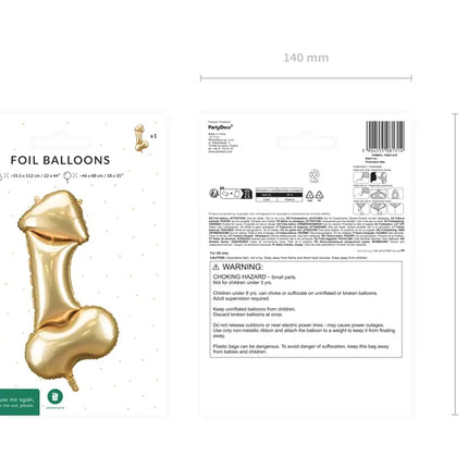 Ballon à hélium pour pénis Or vide 55cm