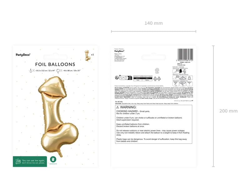 Ballon à hélium pour pénis Or vide 55cm