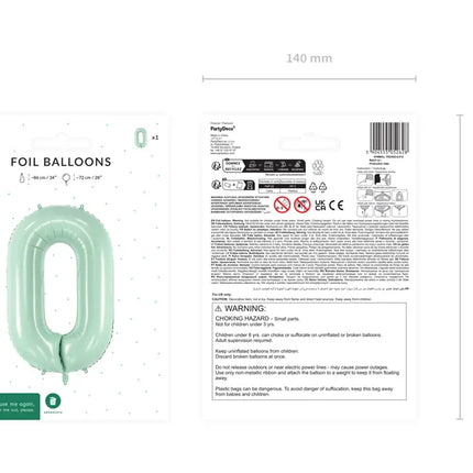 0 Year Figure Balloon Mint Green 72cm