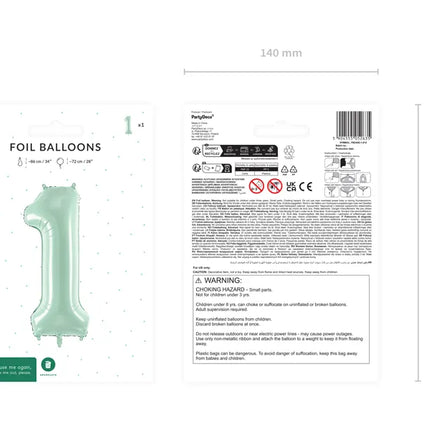 Ballon de 1 an Vert Menthe 72cm