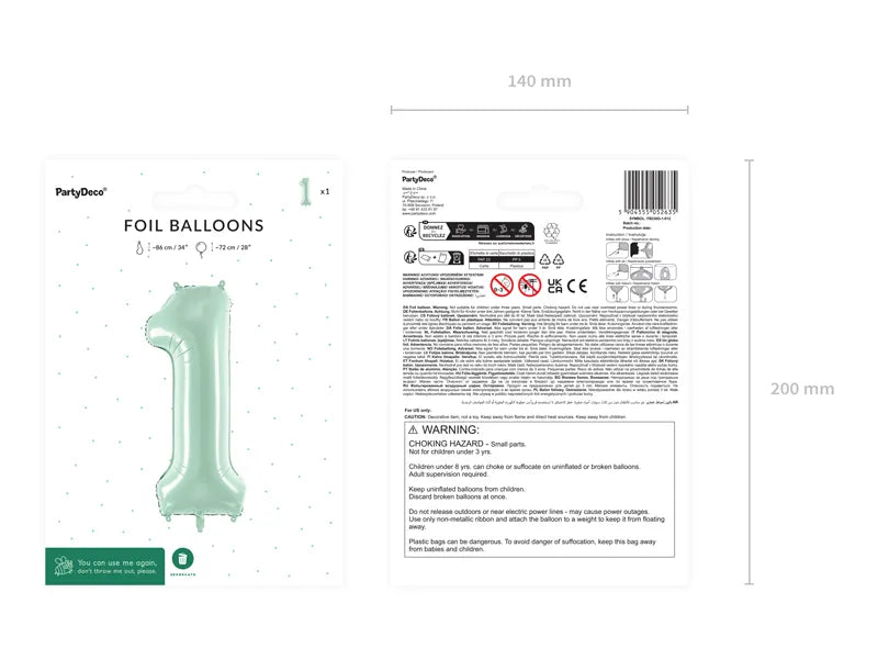 Ballon de 1 an Vert Menthe 72cm