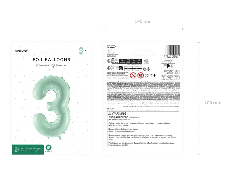 Ballon de 3 ans Vert Menthe 72cm