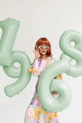 9 Year Figure Balloon Mint Green Empty 72cm