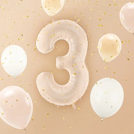 Ballon de 3 ans beige brillant vide 72cm