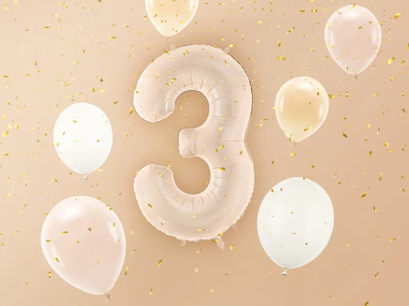 Ballon de 3 ans beige brillant vide 72cm