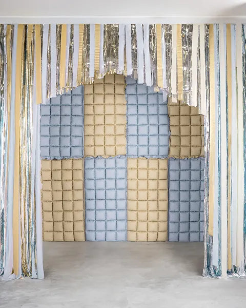Rideau de porte bleu jaune 1,1m